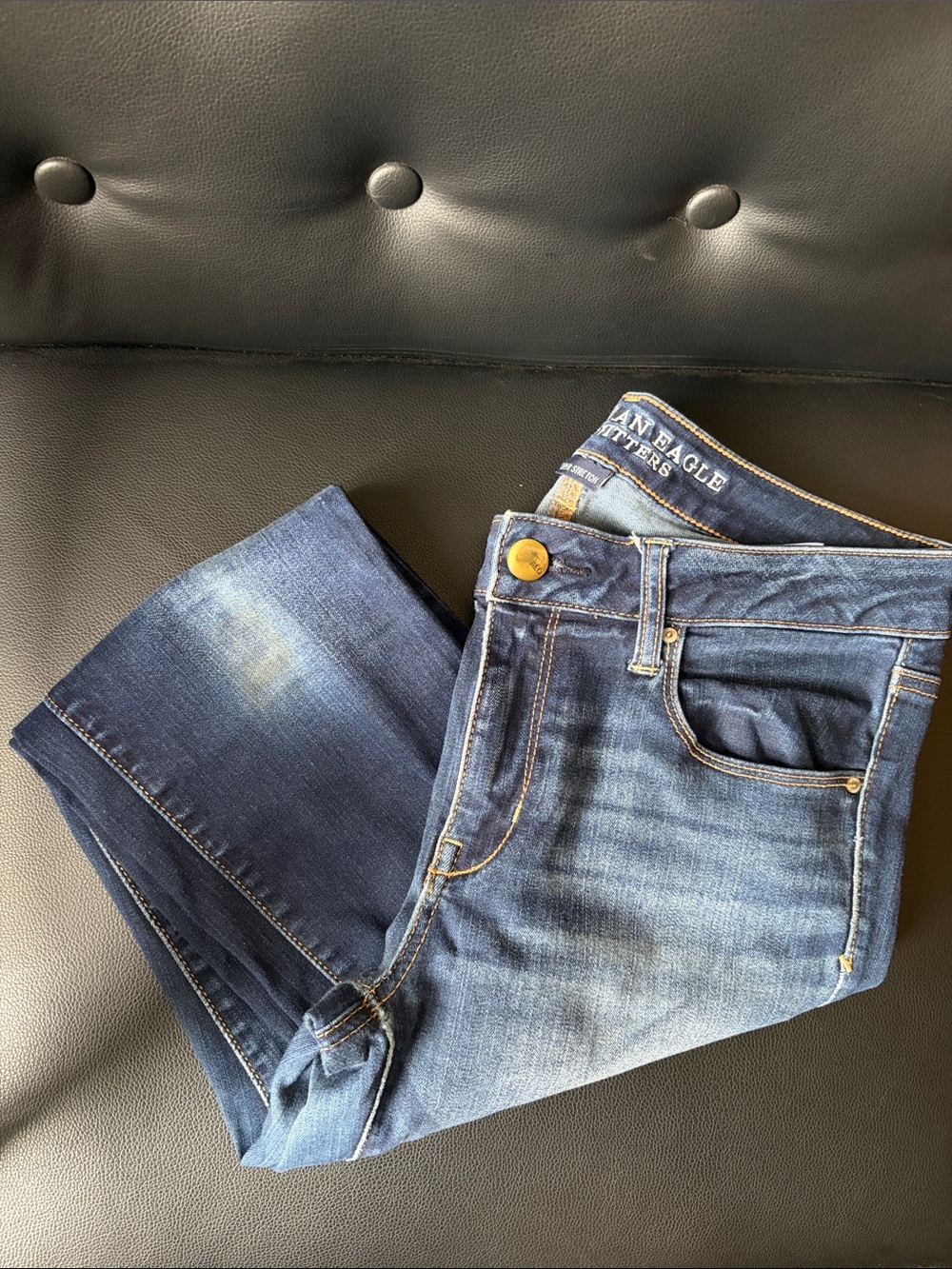 American Eagle Outfitters Two-Tone Blue Skinny Jeans